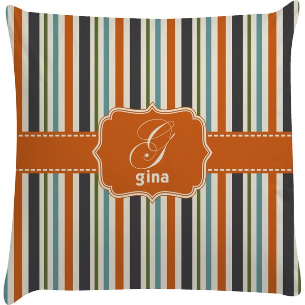 Custom Orange & Blue Stripes Decorative Pillow Case (Personalized)