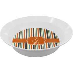 Orange & Blue Stripes Melamine Bowl (Personalized)