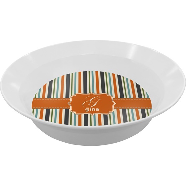 Custom Orange & Blue Stripes Melamine Bowl (Personalized)