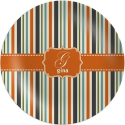 Orange & Blue Stripes Melamine Plate (Personalized)