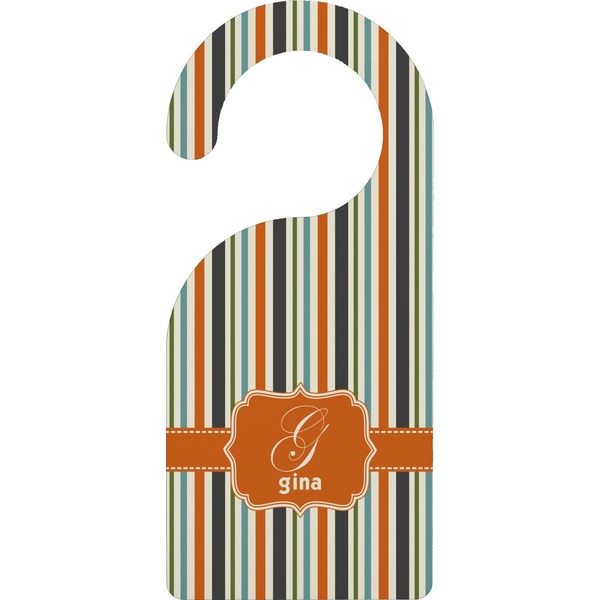 Custom Orange & Blue Stripes Door Hanger (Personalized)