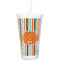 Orange & Blue Stripes Double Wall Tumbler with Straw (Personalized)