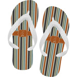 Orange & Blue Stripes Flip Flops - Small (Personalized)