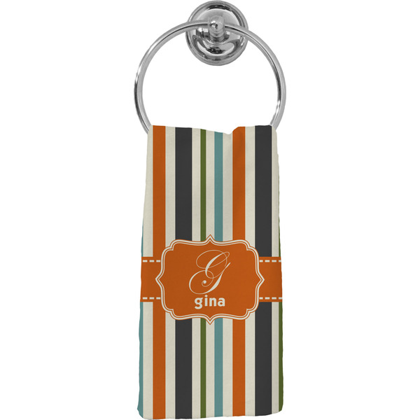 Custom Orange & Blue Stripes Hand Towel - Full Print (Personalized)