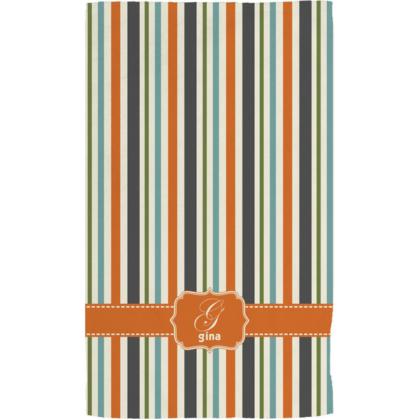 Orange Blue Swirls & Stripes Hand Towel (Personalized)