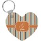 Orange & Blue Stripes Heart Plastic Keychain w/ Name and Initial