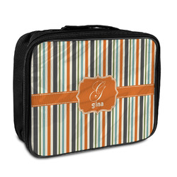 Orange & Blue Stripes Insulated Lunch Bag (Personalized)