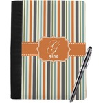 Orange & Blue Stripes Notebook Padfolio - Large w/ Name and Initial