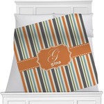 Orange & Blue Stripes Minky Blanket (Personalized)