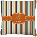 Orange & Blue Stripes Faux-Linen Throw Pillow (Personalized)