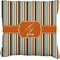 Orange & Blue Stripes Faux-Linen Throw Pillow (Personalized)
