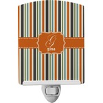 Orange & Blue Stripes Ceramic Night Light (Personalized)