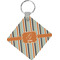 Orange Blue Swirls & Stripes Personalized Diamond Key Chain