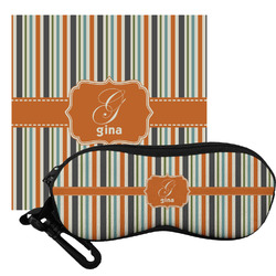 Orange & Blue Stripes Eyeglass Case & Cloth (Personalized)