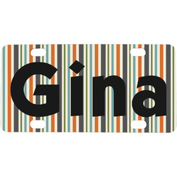 Orange & Blue Stripes Mini / Bicycle License Plate (4 Holes) (Personalized)