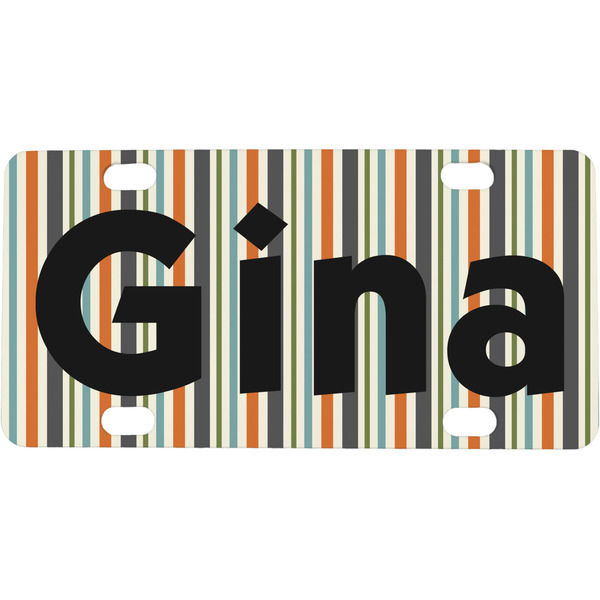 Custom Orange & Blue Stripes Mini/Bicycle License Plate (Personalized)