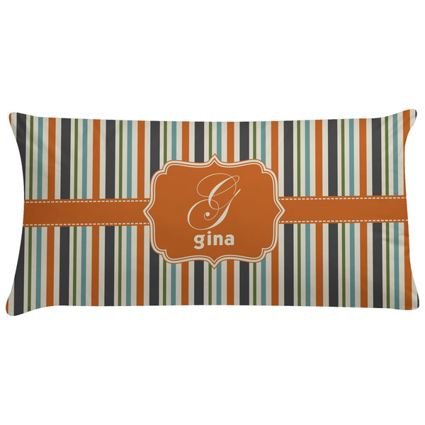 Custom Orange & Blue Stripes Pillow Case (Personalized)