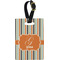 Orange & Blue Stripes Plastic Luggage Tag - Rectangular w/ Name and Initial