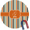 Orange & Blue Stripes Round Fridge Magnet (Personalized)