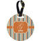 Orange Blue Swirls & Stripes Personalized Round Luggage Tag