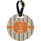Orange & Blue Stripes Plastic Luggage Tag - Round (Personalized)