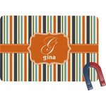 Orange & Blue Stripes Rectangular Fridge Magnet (Personalized)