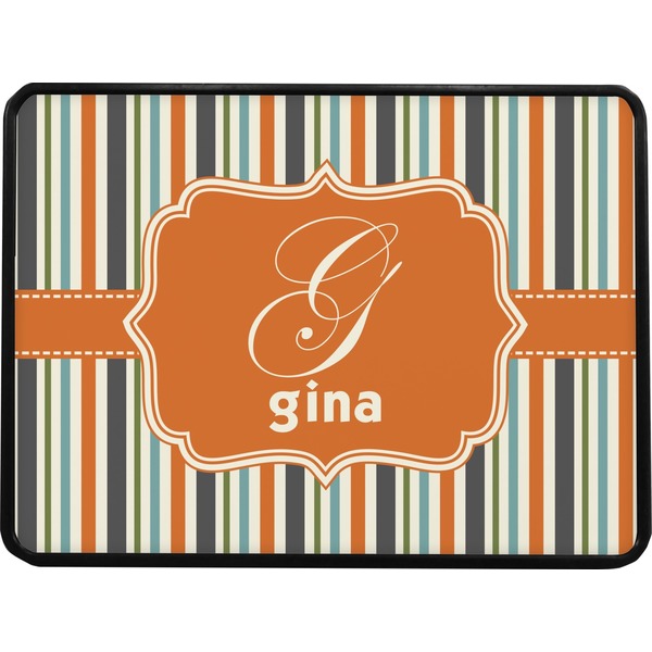 Orange Blue Swirls & Stripes Rectangular Trailer Hitch Cover (Personalized)