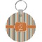 Orange Blue Swirls & Stripes Round Keychain (Personalized)