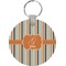 Orange & Blue Stripes Round Plastic Keychain (Personalized)