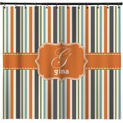 Orange & Blue Stripes Shower Curtain (Personalized)