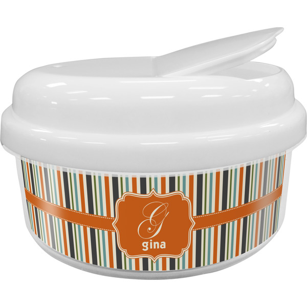 Custom Orange & Blue Stripes Snack Container (Personalized)