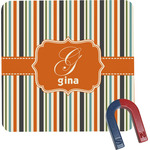 Orange & Blue Stripes Square Fridge Magnet (Personalized)