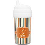 Orange & Blue Stripes Toddler Sippy Cup (Personalized)