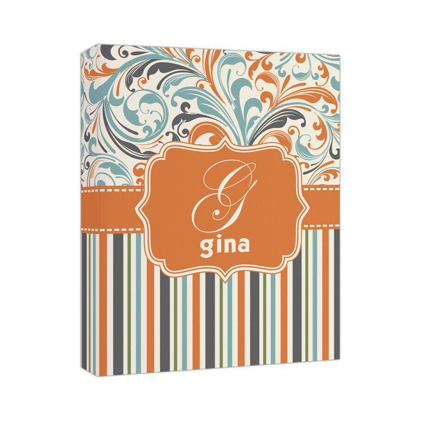 Custom Orange Blue Swirls & Stripes Canvas Print (Personalized)