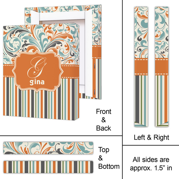 Orange Blue Swirls & Stripes 11x14 - Canvas Print - Approval