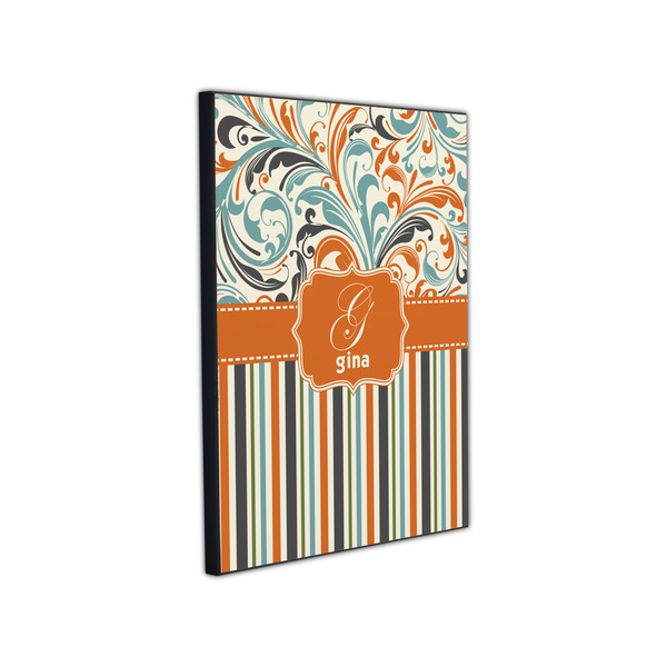 Orange Blue Swirls & Stripes 11x14 Wood Print - Angle View