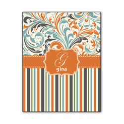 Orange Blue Swirls & Stripes Wood Print - 11x14 (Personalized)