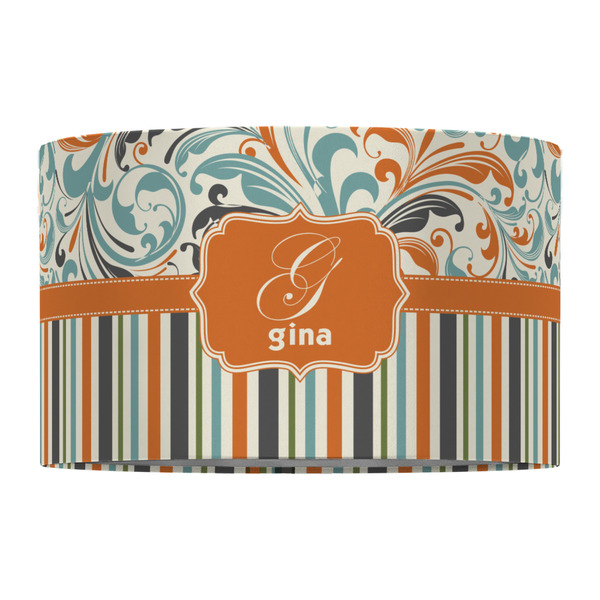 Orange Blue Swirls & Stripes 12" Drum Lampshade - FRONT (Fabric)