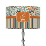 Orange Blue Swirls & Stripes 12" Drum Lamp Shade - Fabric (Personalized)