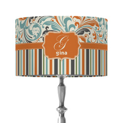 Orange Blue Swirls & Stripes 12" Drum Lamp Shade - Fabric (Personalized)