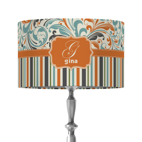 Custom Orange Blue Swirls & Stripes 12" Drum Lamp Shade - Fabric (Personalized)
