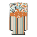 Orange Blue Swirls & Stripes Can Cooler (tall 12 oz) (Personalized)