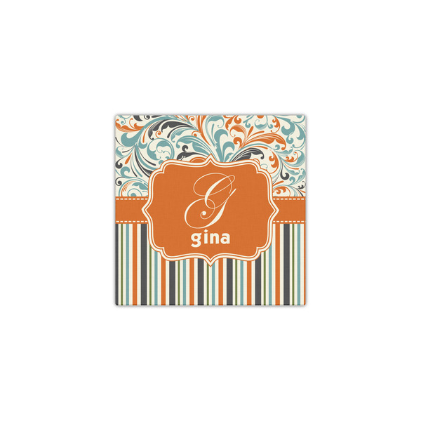 Orange Blue Swirls & Stripes 12x12 - Canvas Print - Front View