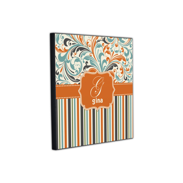 Orange Blue Swirls & Stripes 12x12 Wood Print - Angle View