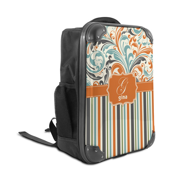 Orange Blue Swirls & Stripes 15" Backpack - ANGLE VIEW