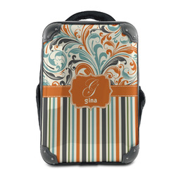 Orange Blue Swirls & Stripes 15" Hard Shell Backpack (Personalized)