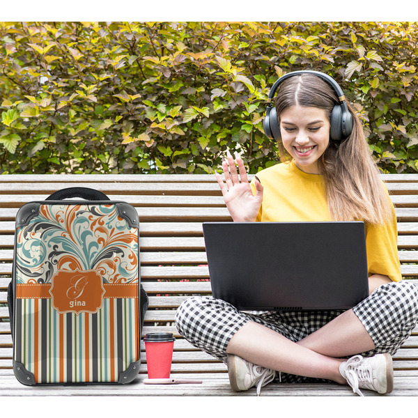 Orange Blue Swirls & Stripes 15" Backpack - LIFESTYLE