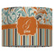 Orange Blue Swirls & Stripes 16" Drum Lampshade - FRONT (Fabric)