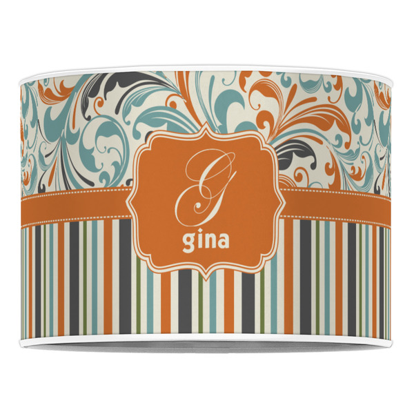 Orange Blue Swirls & Stripes 16" Drum Lampshade - FRONT (Poly Film)