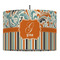 Orange Blue Swirls & Stripes 16" Drum Pendant Lamp - Fabric (Personalized)